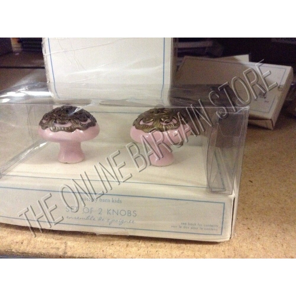 Pottery Barn Kids PBK Ceramic Drawer Dresser Cabinet Pull Knobs Pink Set 2